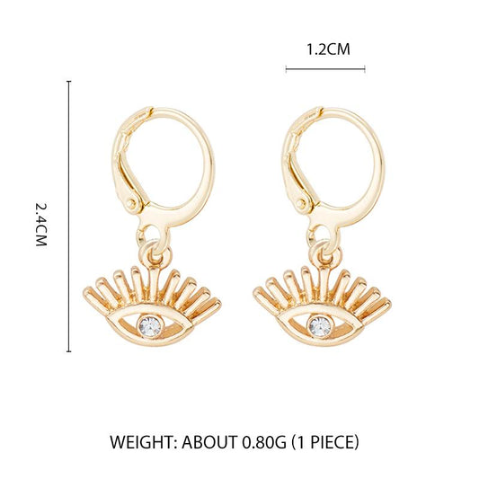 Gold Evil Eye Dangle Earring