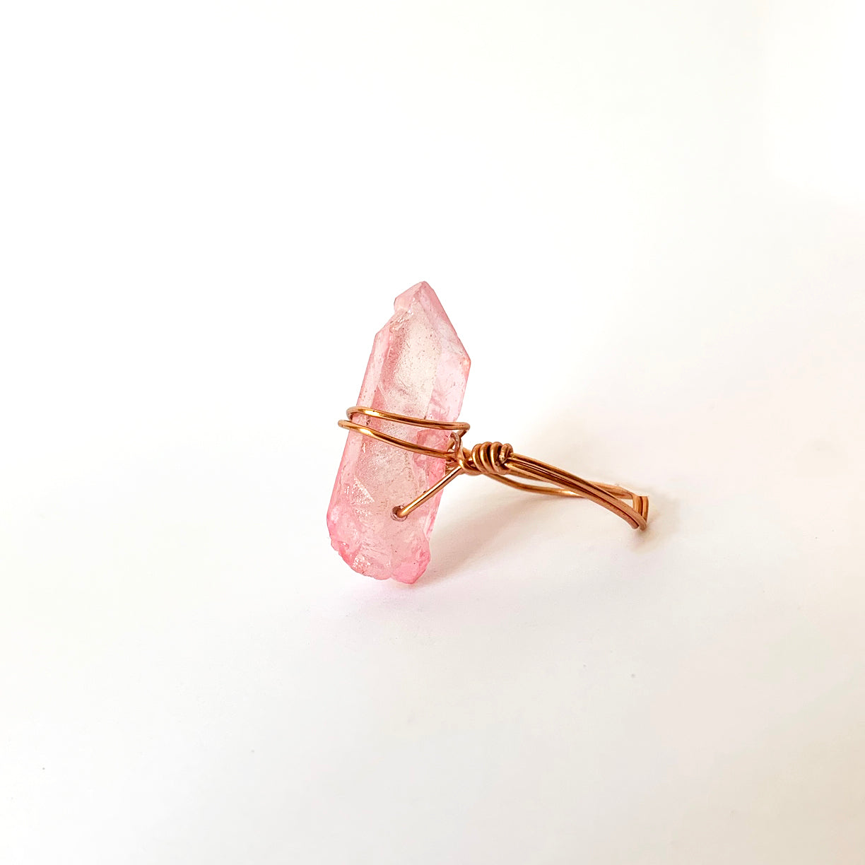 Rose Crystal Aura Quartz Ring