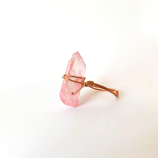 Rose Crystal Aura Quartz Ring
