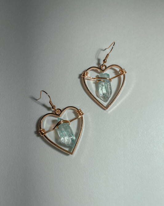 Perfect Blue Dyed Quartz Crystal Earrings