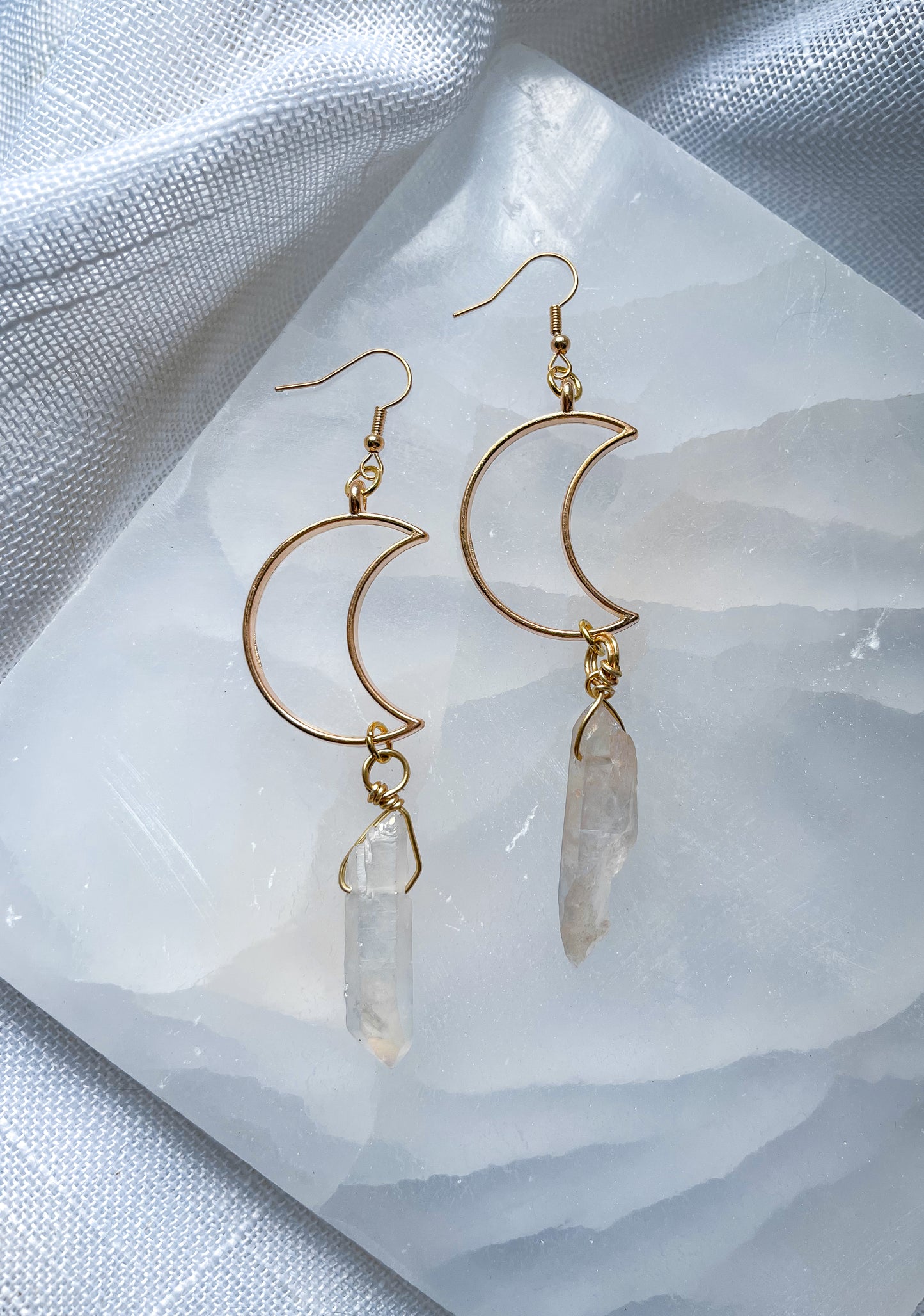 Moon Child Quartz Crystal Earrings