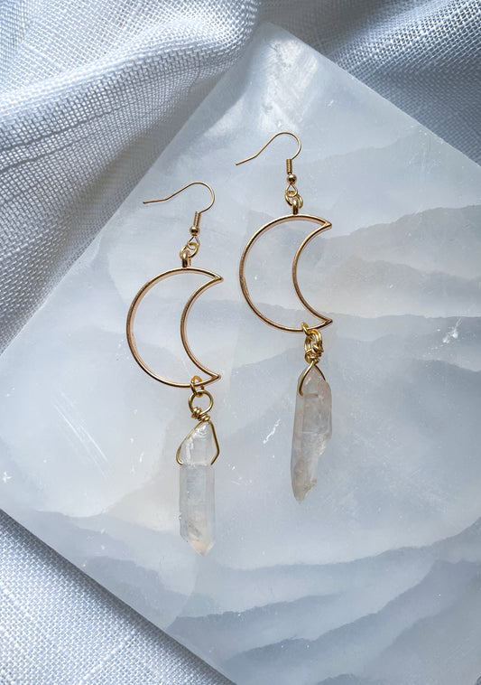 Moon Child Quartz Crystal Earrings