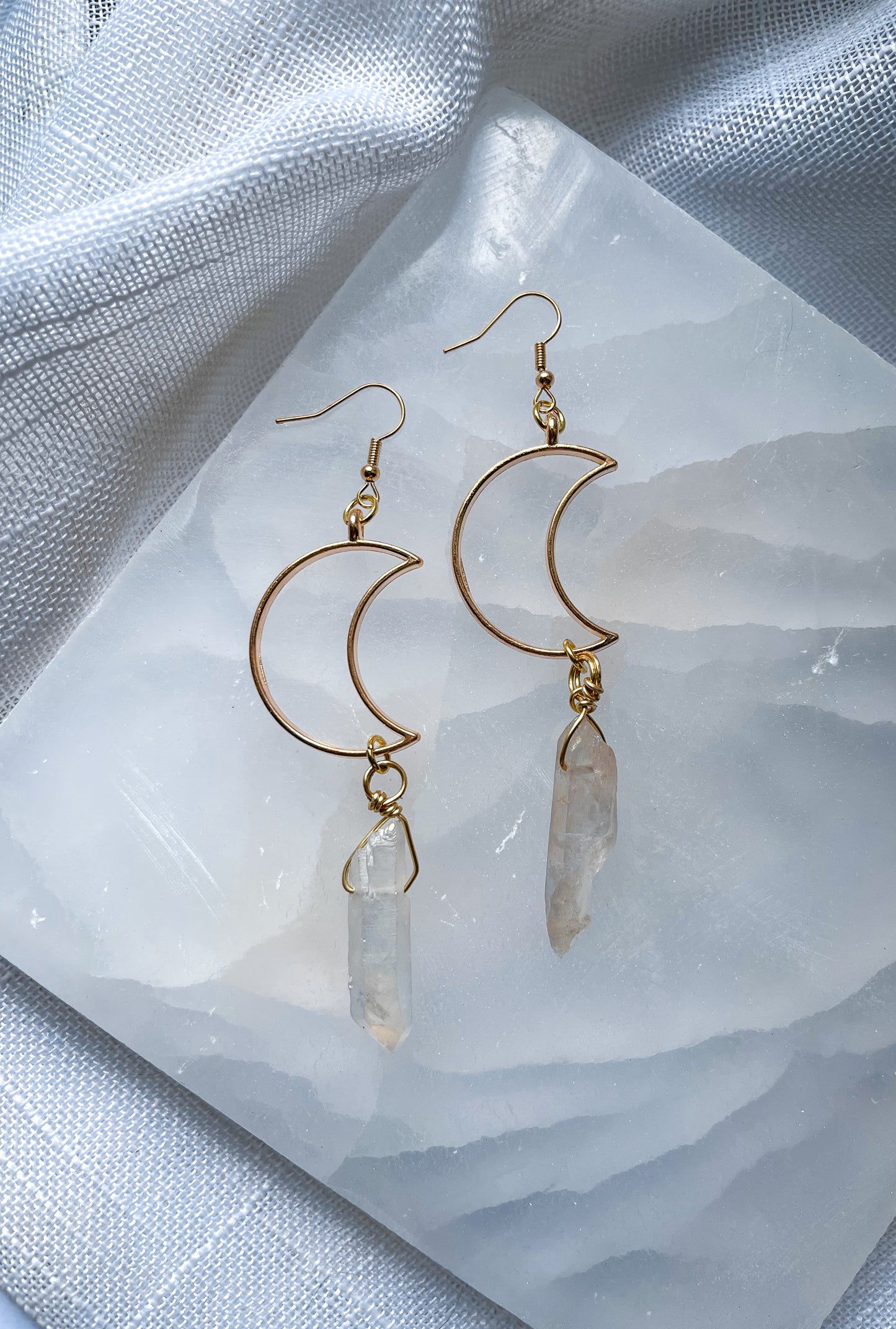Moon Child Quartz Crystal Earrings