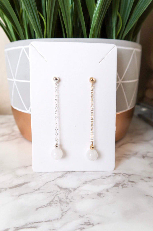Moonstone Dangle Stud Earrings