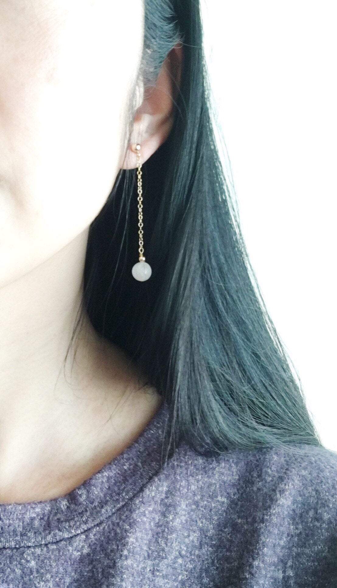 Moonstone Dangle Stud Earrings