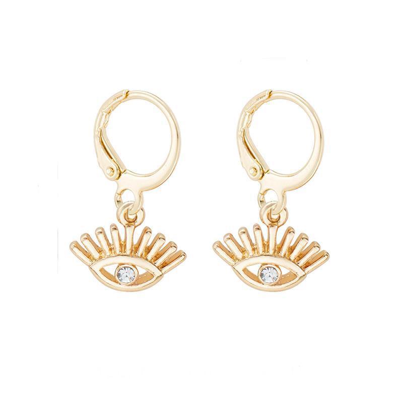 Gold Evil Eye Dangle Earring