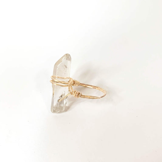 Raw Crystal Angel Opal Aura Quartz Ring