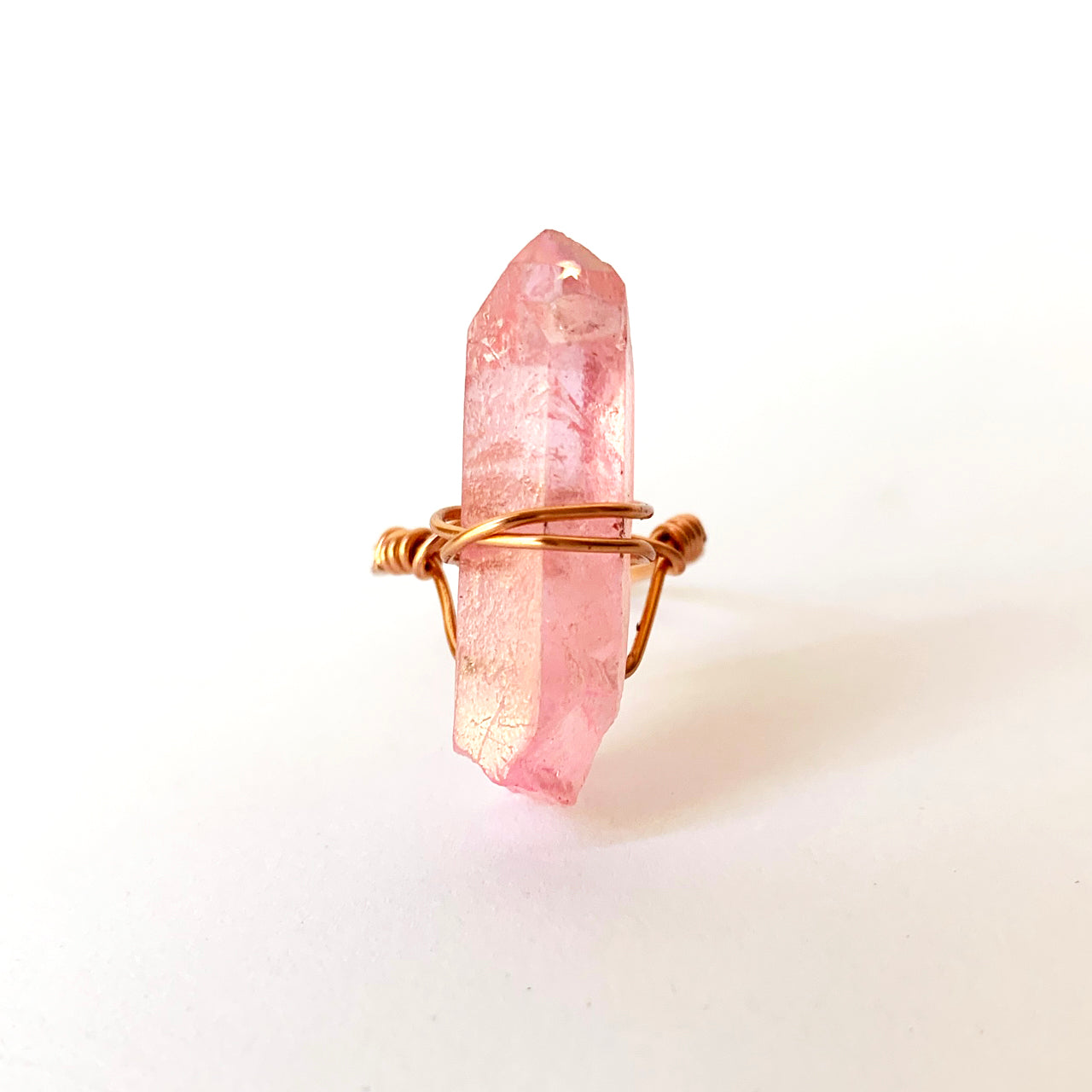 Rose Crystal Aura Quartz Ring
