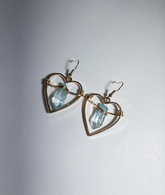 Perfect Blue Dyed Quartz Crystal Earrings