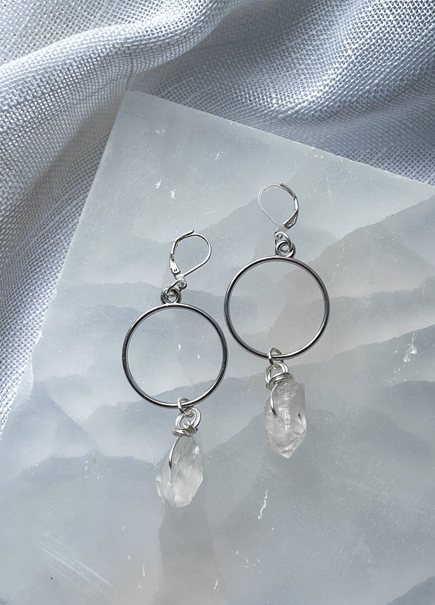 Infinity Hoop Quartz Crystal Earrings