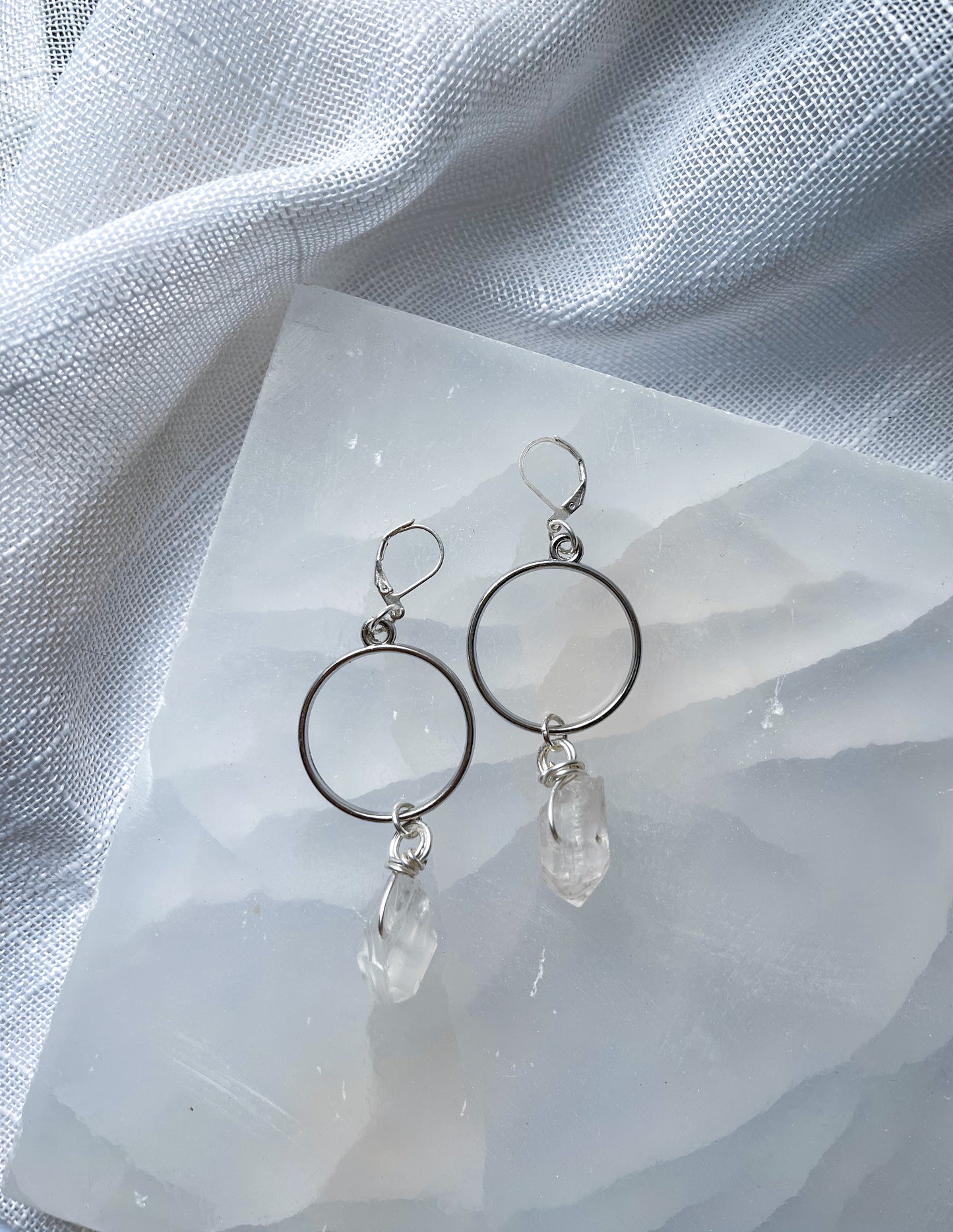 Infinity Hoop Quartz Crystal Earrings