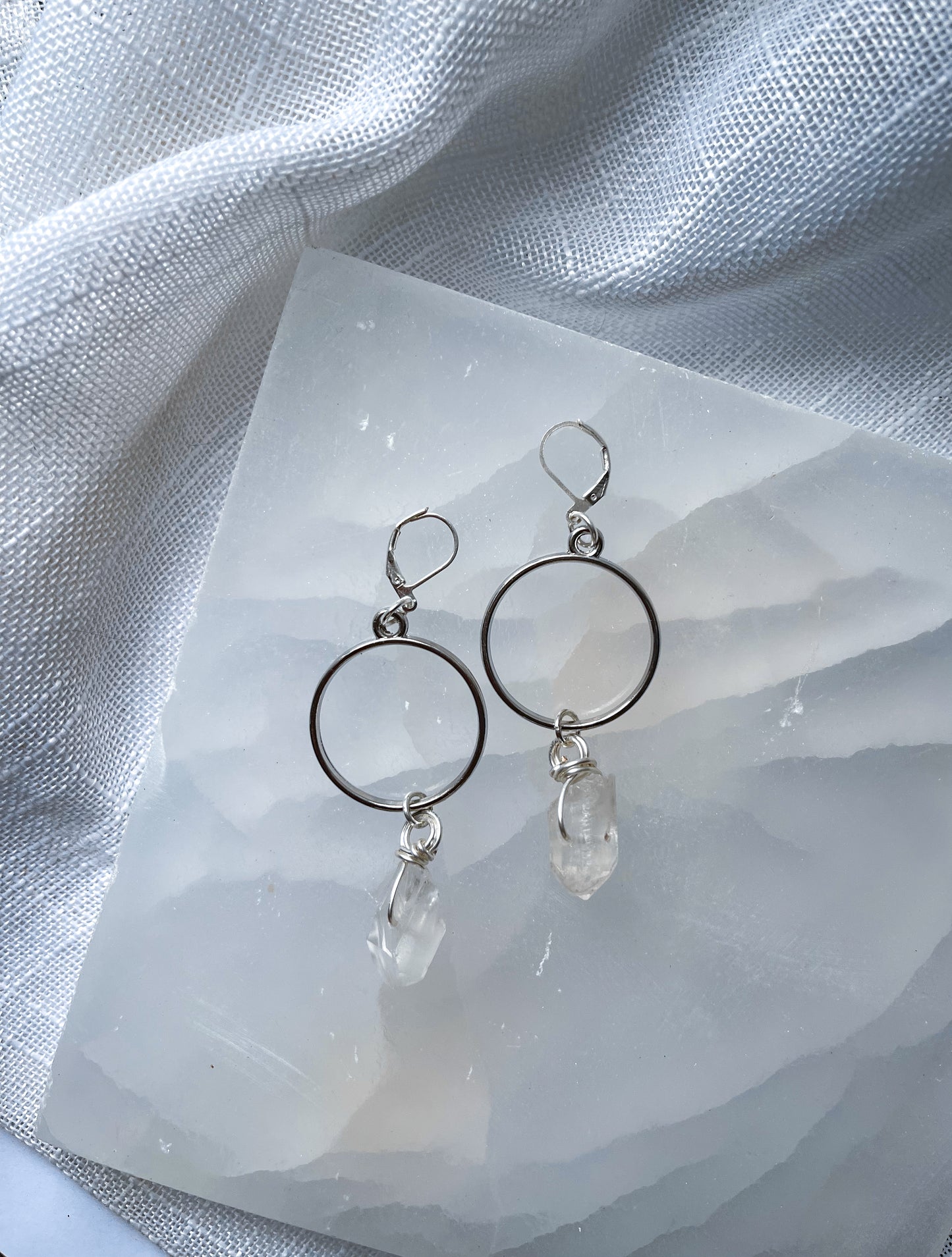 Infinity Hoop Quartz Crystal Earrings