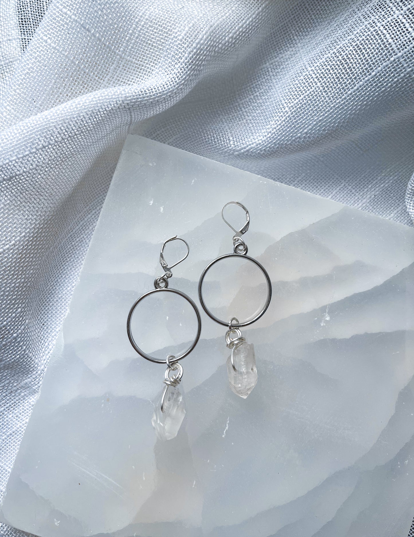 Infinity Hoop Quartz Crystal Earrings