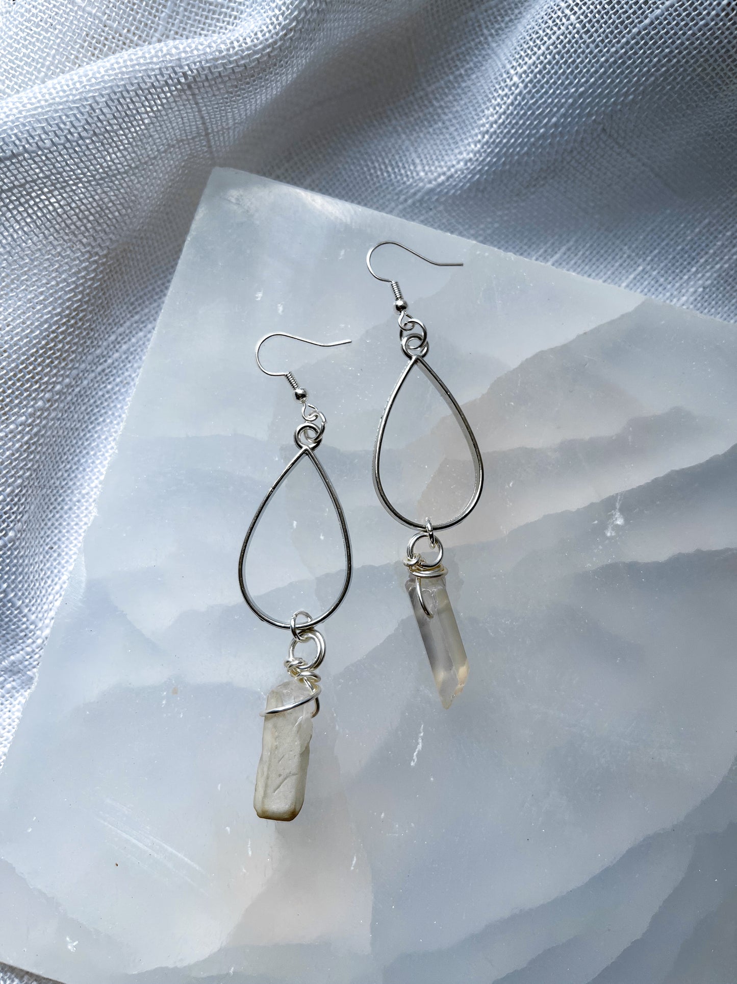 Heightened Energy Drop Quartz Crystal Earrings