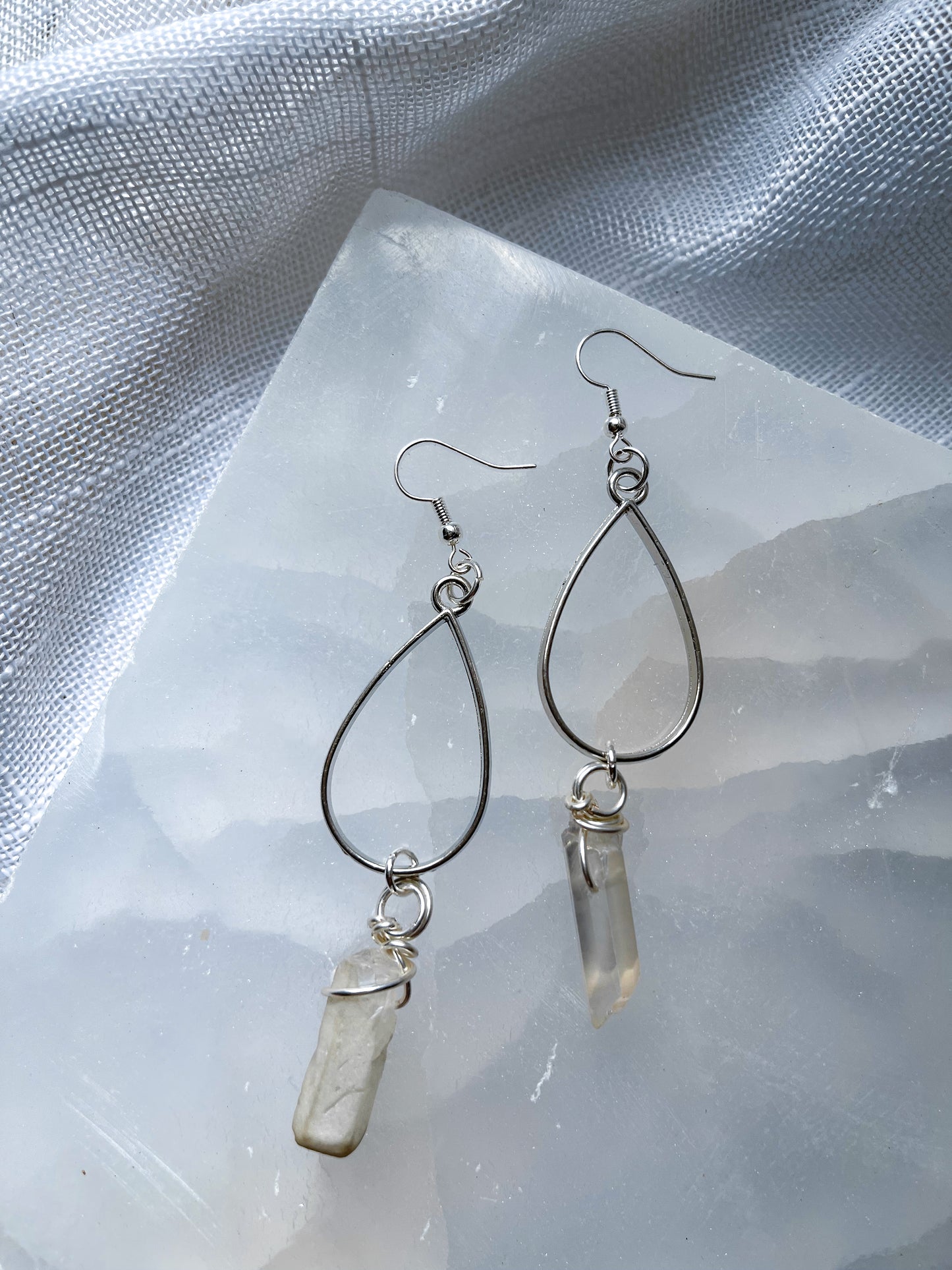 Heightened Energy Drop Quartz Crystal Earrings