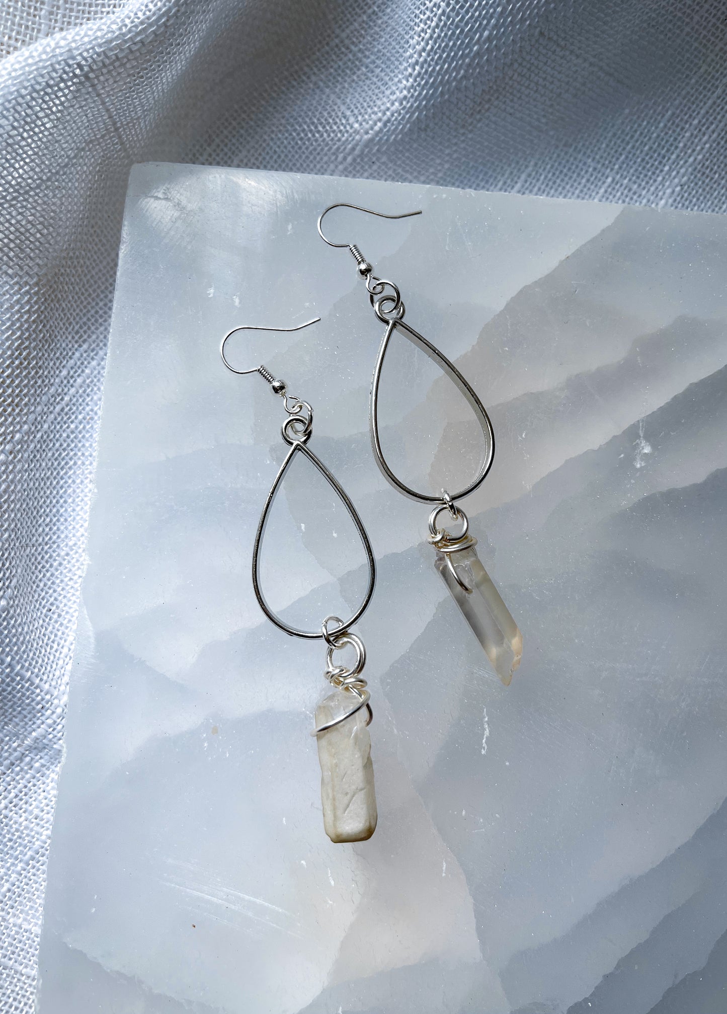 Heightened Energy Drop Quartz Crystal Earrings