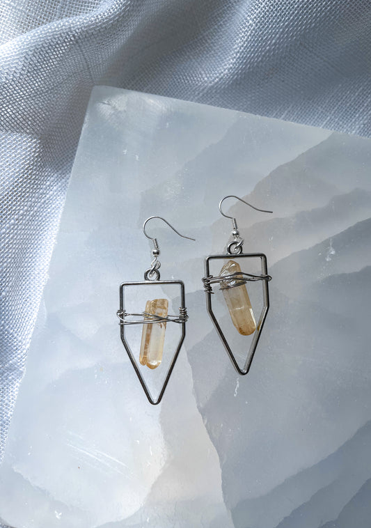 Energy Bronze Quartz Crystal Earrings