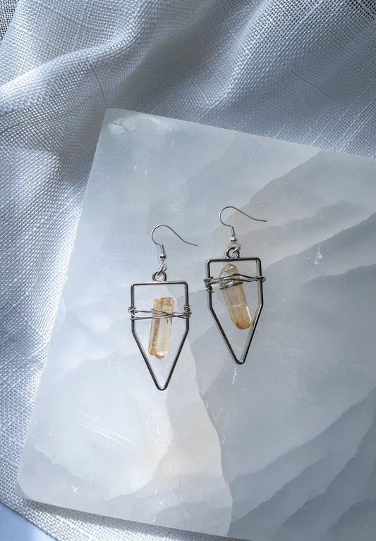 Energy Bronze Quartz Crystal Earrings