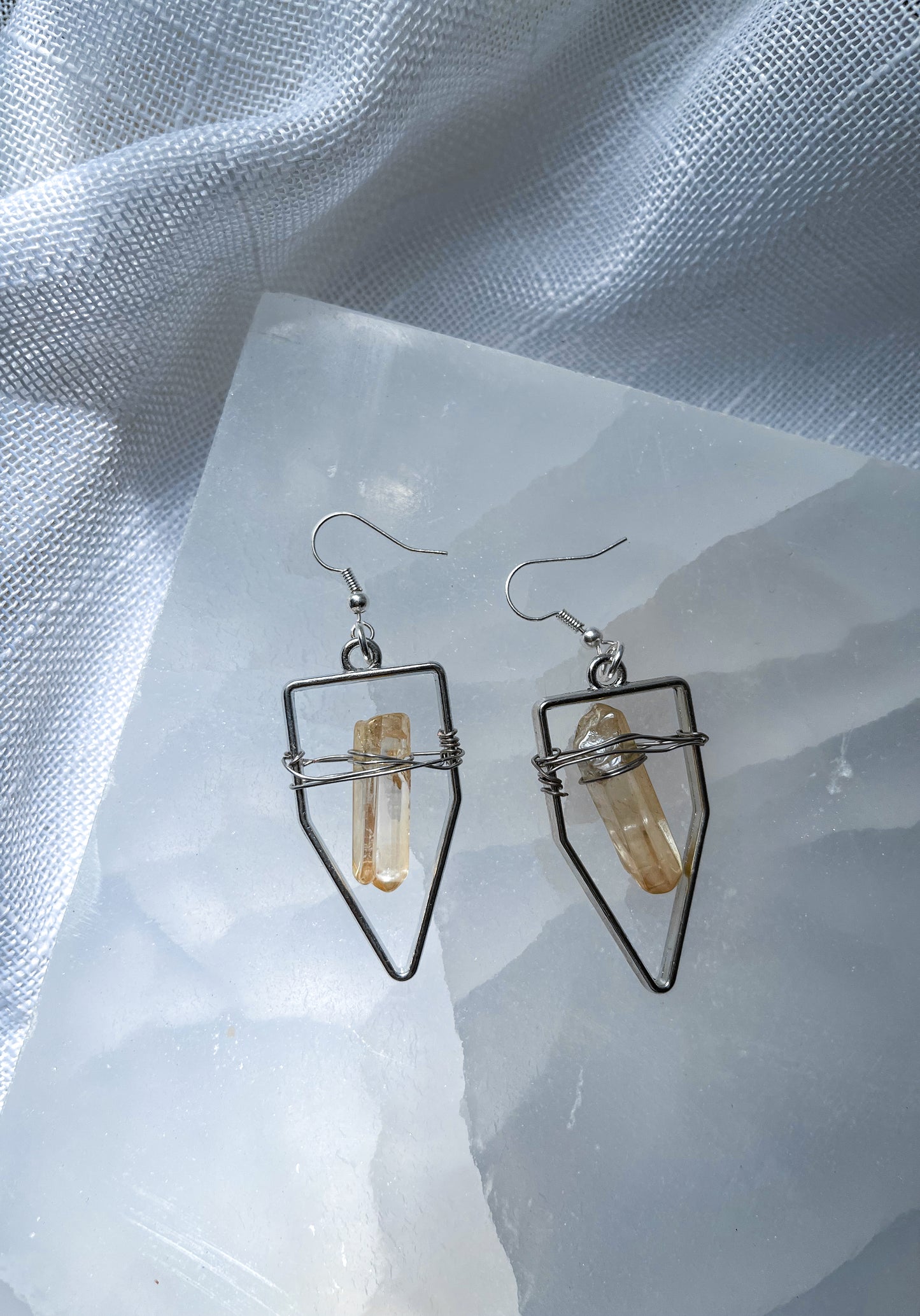 Energy Bronze Quartz Crystal Earrings