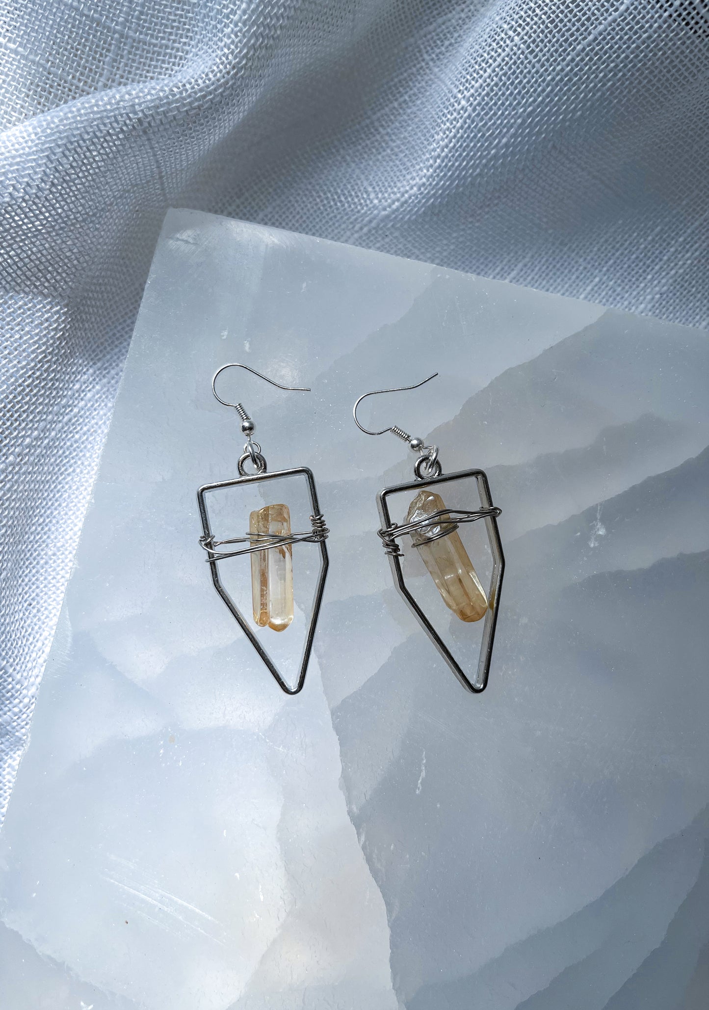 Energy Bronze Quartz Crystal Earrings