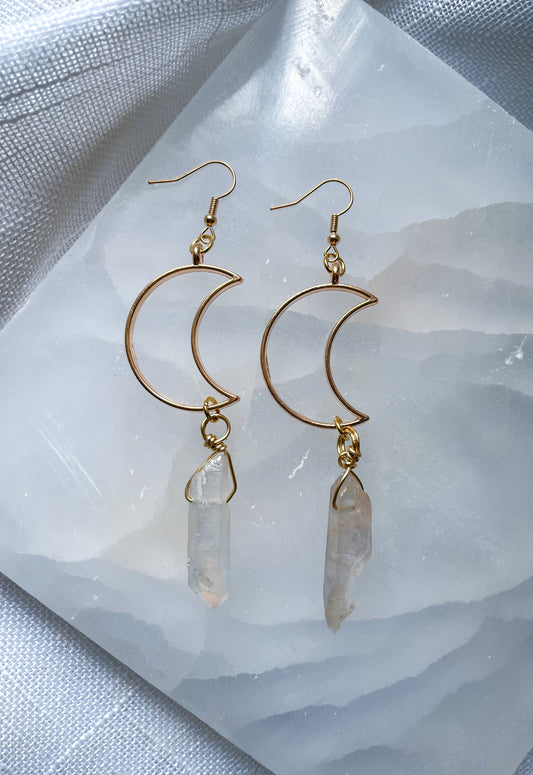 Moon Child Quartz Crystal Earrings