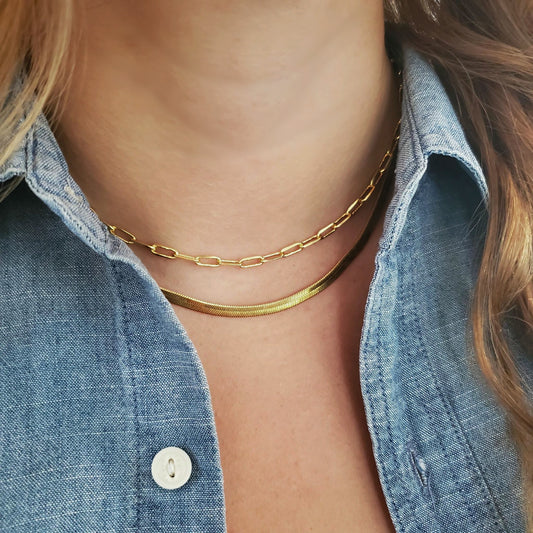 Mini Gold filled Paperclip Chain Necklace