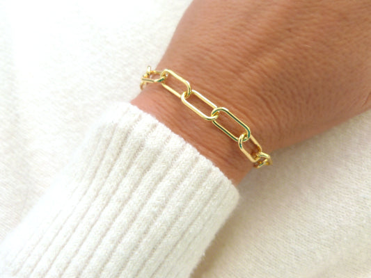 Chunky Gold Paperclip Chain Bracelet