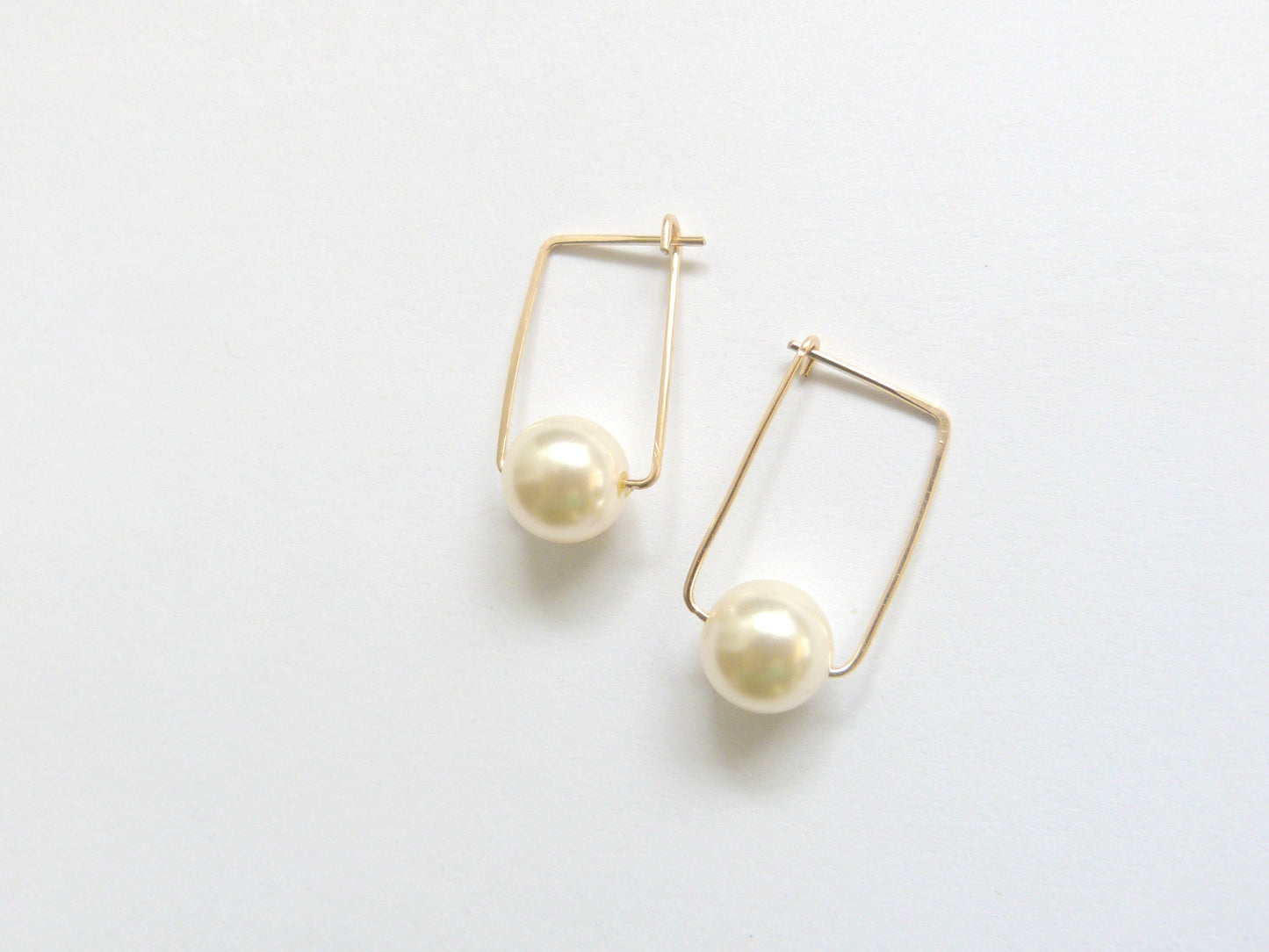 Pearl Square Hoop Earrings