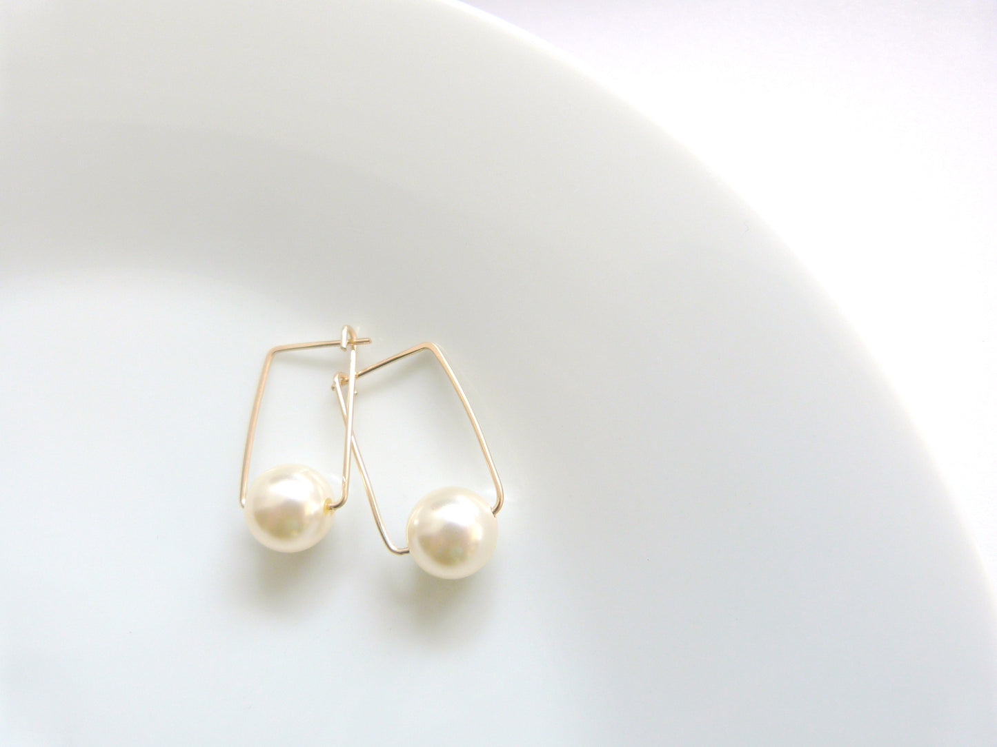 Pearl Square Hoop Earrings