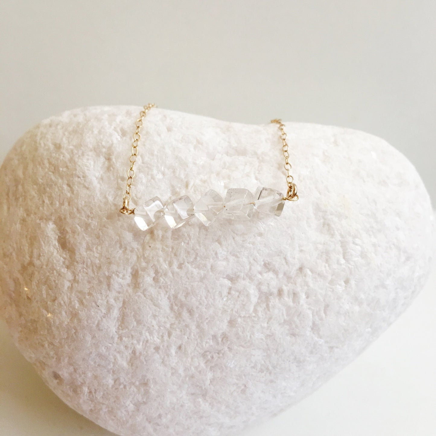 Crystal Quartz Square Minimalist Necklace