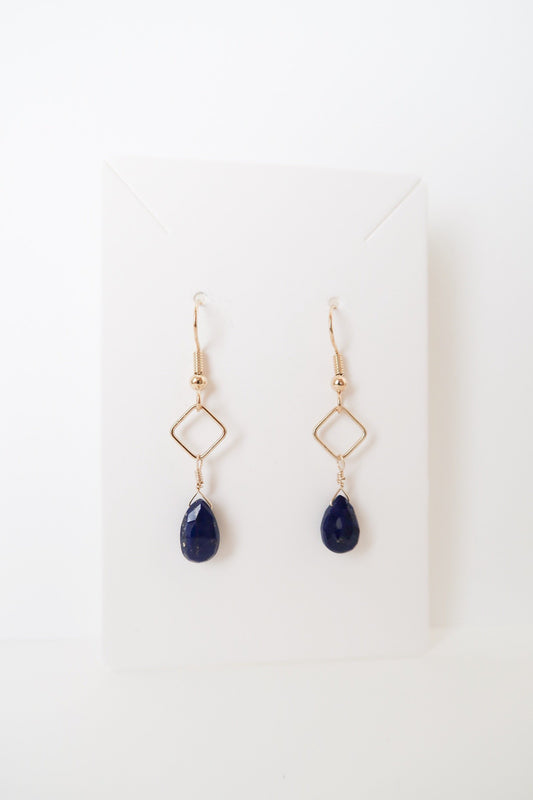 Lapis Lazuli Wire Wrapped Drop Earrings