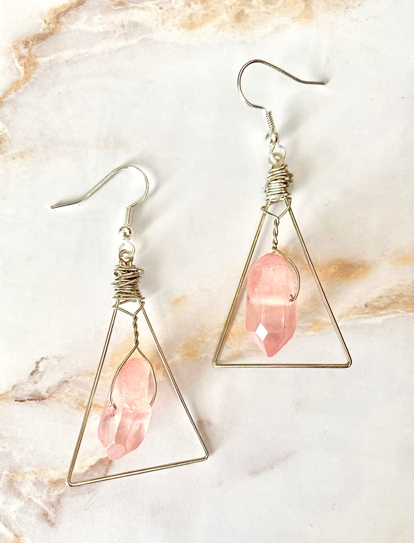 Rose Crystal Aura Quartz Earrings