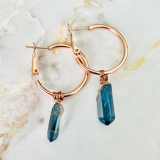 Blue Crystal Quartz Earrings