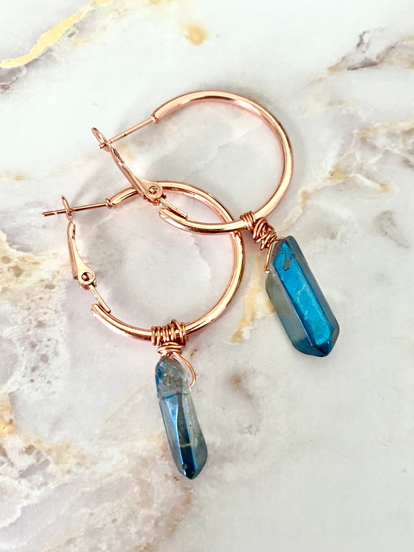 Blue Crystal Quartz Earrings